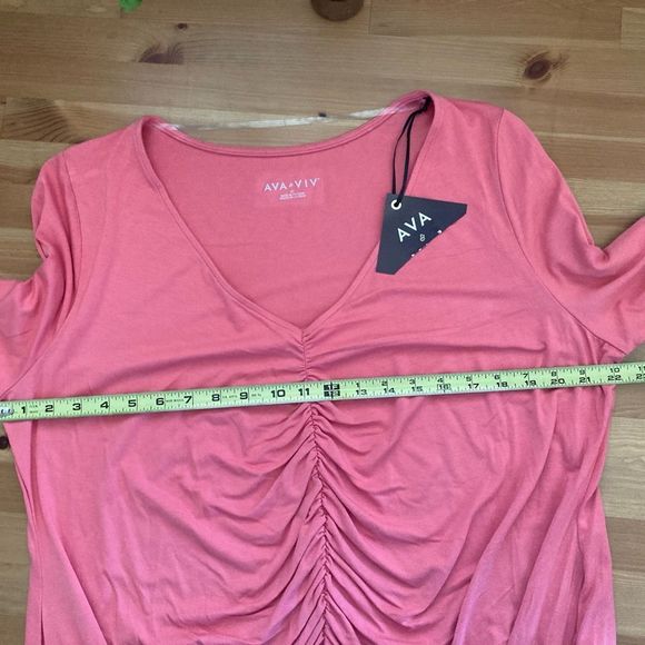 Ava and Viv Coral Long Sleeve Gathered Front Top Size 2X New With Tags - Picture 8 of 10